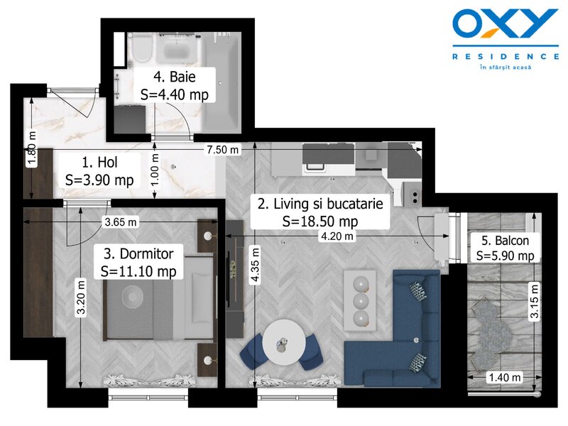 Rahova- Oxy Residence 2, Studio 44 mp mega discount